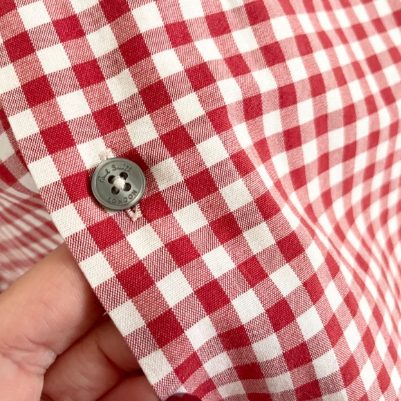 Paul Smith Byard Button down Shirt Red white Gingham Picnic Cotton Designer Sz L - Picture 4 of 14